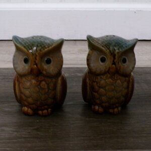 Turquoise Blue Owl Salt and Pepper Shakers